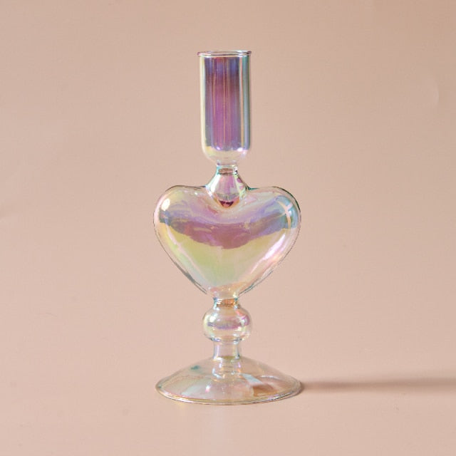 Bubble Glass Candle Holders/Bud Vases - Iridescent Rainbow