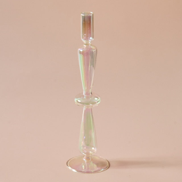 Bubble Glass Candle Holders/Bud Vases - Iridescent Rainbow