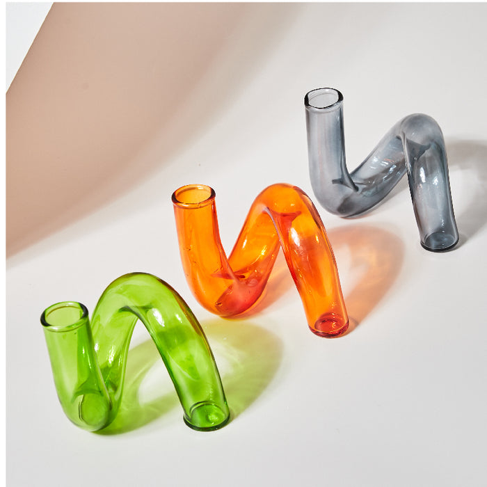 Bubble Glass Twist Knot Candlestick Vases