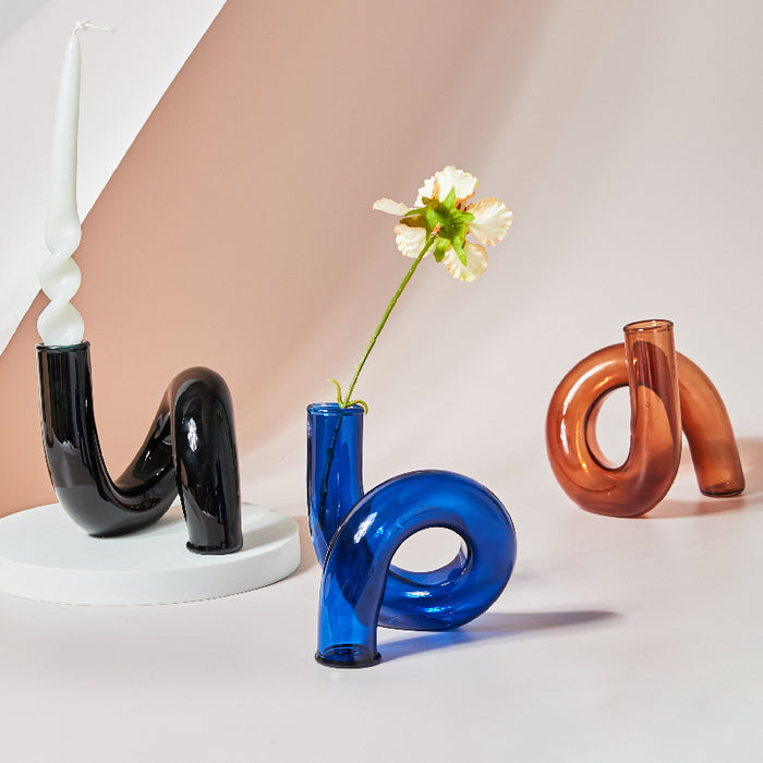 Bubble Glass Twist Knot Candlestick Vases