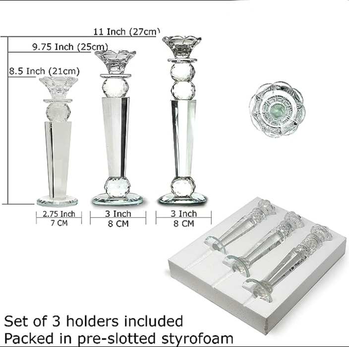 K9 Crystal Taper Candle Holder Set