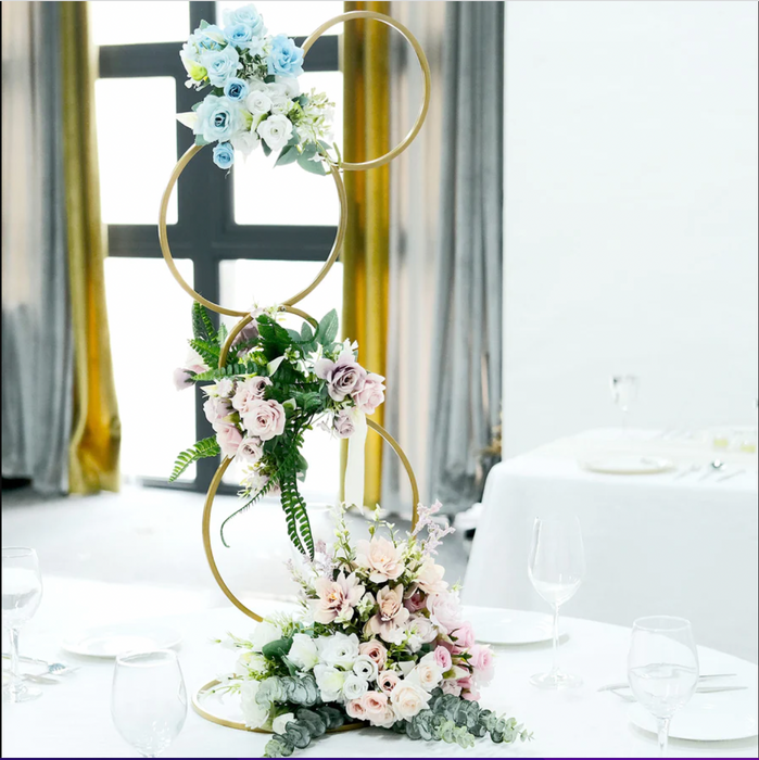 Hoop Wreath Aisle Centerpiece Display - White or Gold
