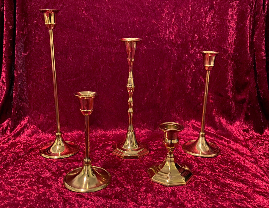 Gold Vintage Candlestick Holders - Set of 5