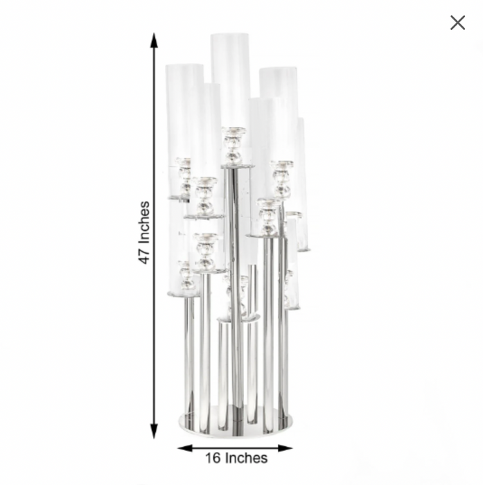 Crystal Glass Candelabra 7 or 10 Arm Pillar/Taper Candle Holder