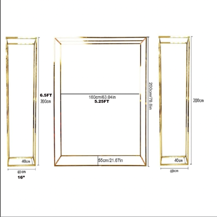 Set 2 | 6.5FT Gold Modern Rectangular Floor Stand