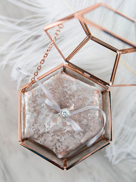 Hexagon Glass Jewelry Keepsake Box