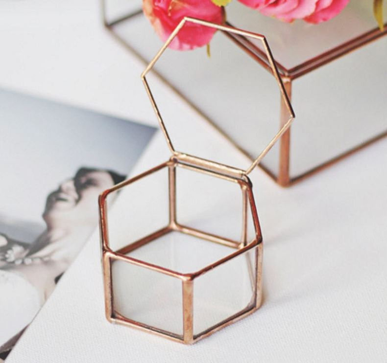 Rustic Geometric Terrarium Ring Box EveryGoldenDetail
