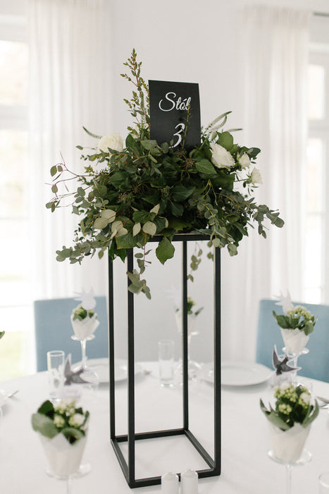 Matte Black Modern Rectangular Wedding Centerpiece Flower Stand