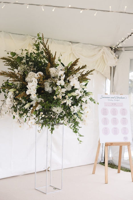 Silver Modern Rectangular Wedding Centerpiece Floral Stand