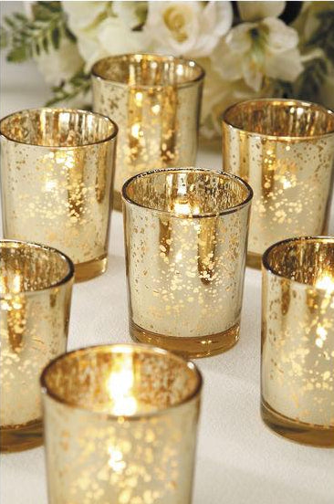Gold/Rose Gold Mercury Glass Votives - Sets of 24