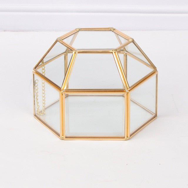 Hexagon Glass Jewelry Keepsake Box