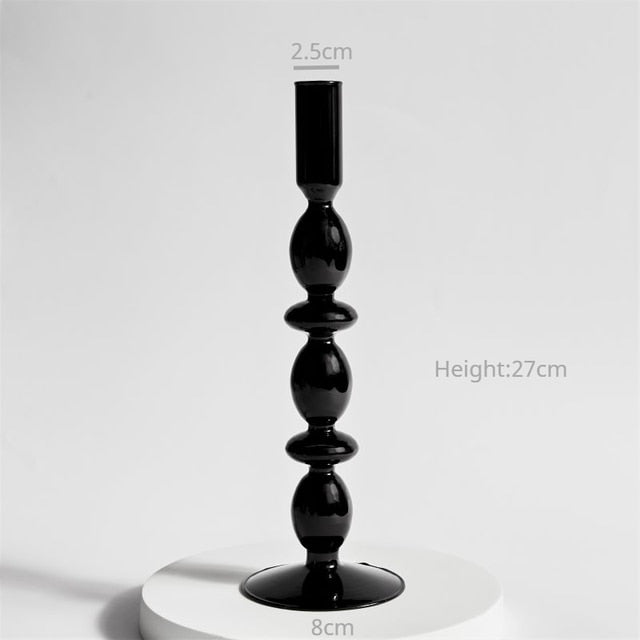 Bubble Glass Candle Holders/Bud Vases - Black