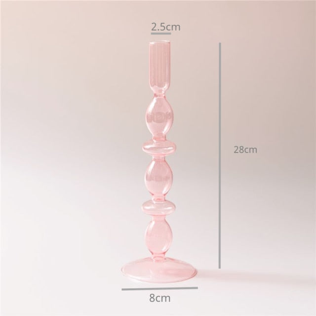 Bubble Glass Candle Holders/Bud Vases - Blush Pink