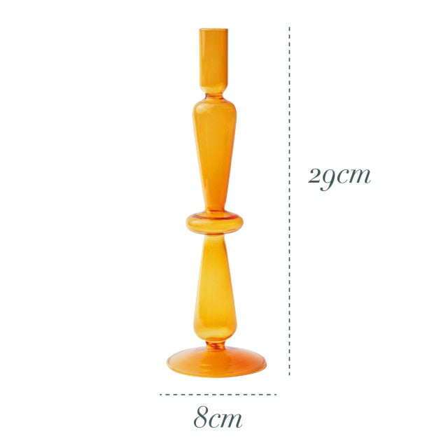 Bubble Glass Candle Holders/Bud Vases - Retro Orange
