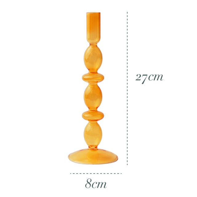 Bubble Glass Candle Holders/Bud Vases - Retro Orange