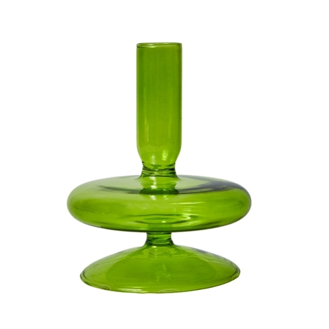 Bubble Glass Candle Holders/Bud Vases - Lime