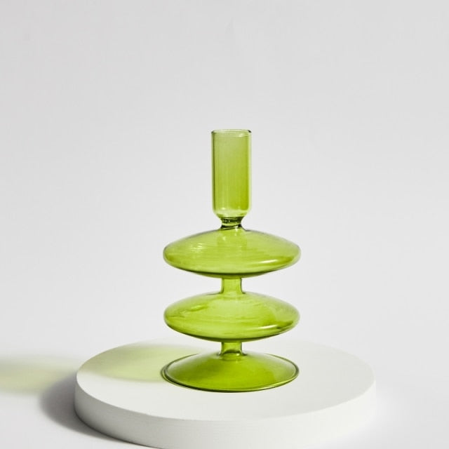 Bubble Glass Candle Holders/Bud Vases - Lime