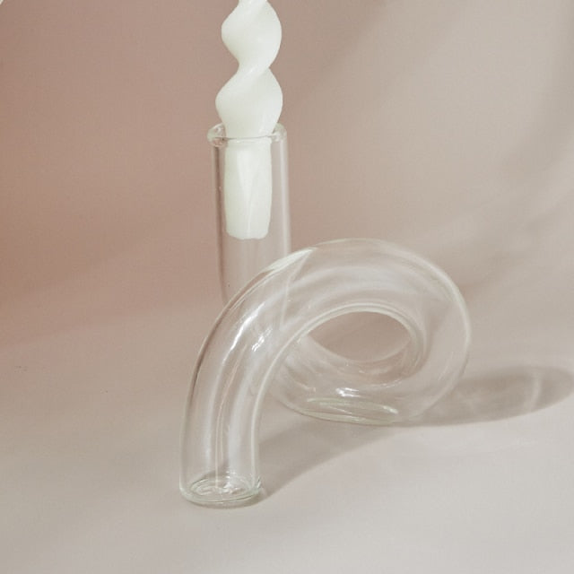 Bubble Glass Twist Knot Candlestick Vases