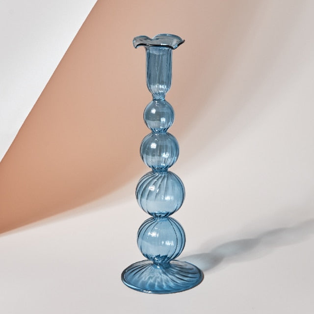 Retro Bubble Glass Candlestick Holders