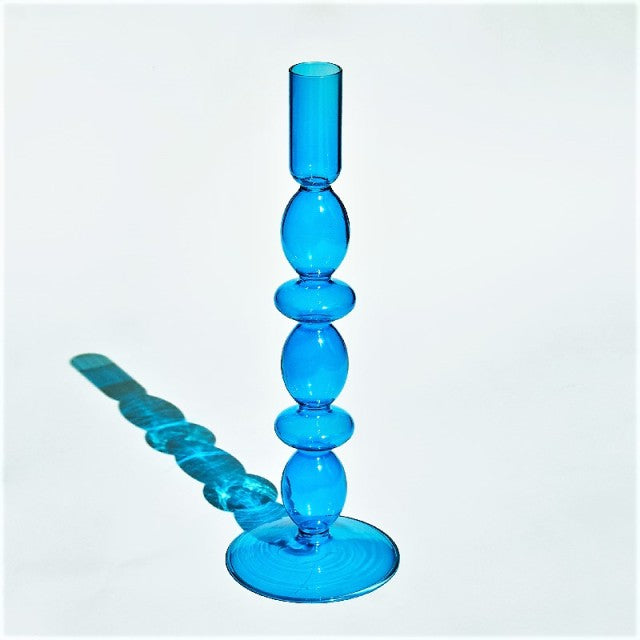 Bubble Glass Candle Holders/Bud Vases - Sky Blue