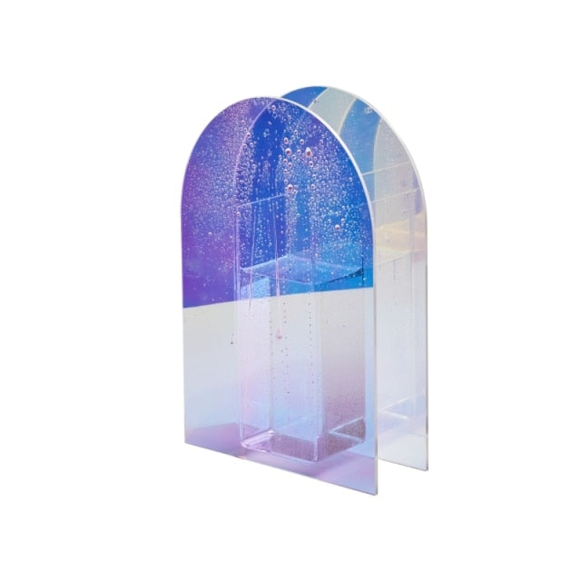 Iridescent Rainbow Modern Acrylic Abstract Vase