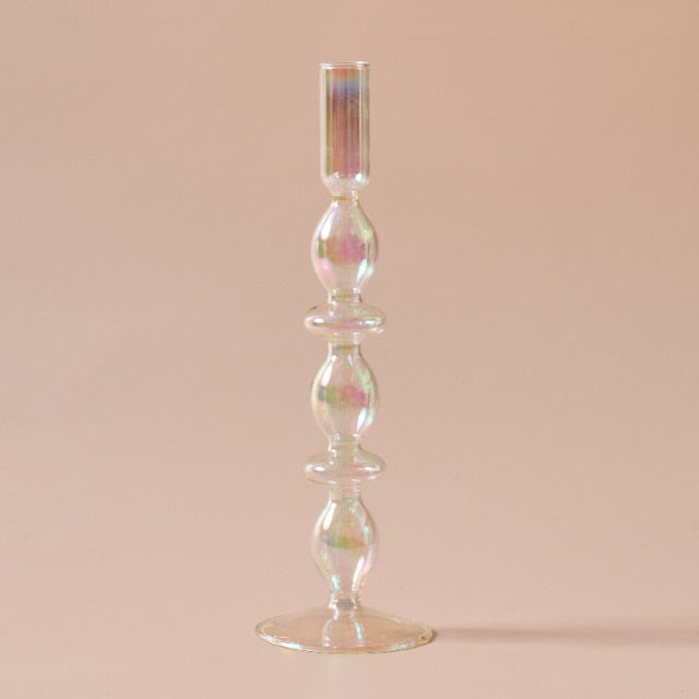 Bubble Glass Candle Holders/Bud Vases - Iridescent Rainbow
